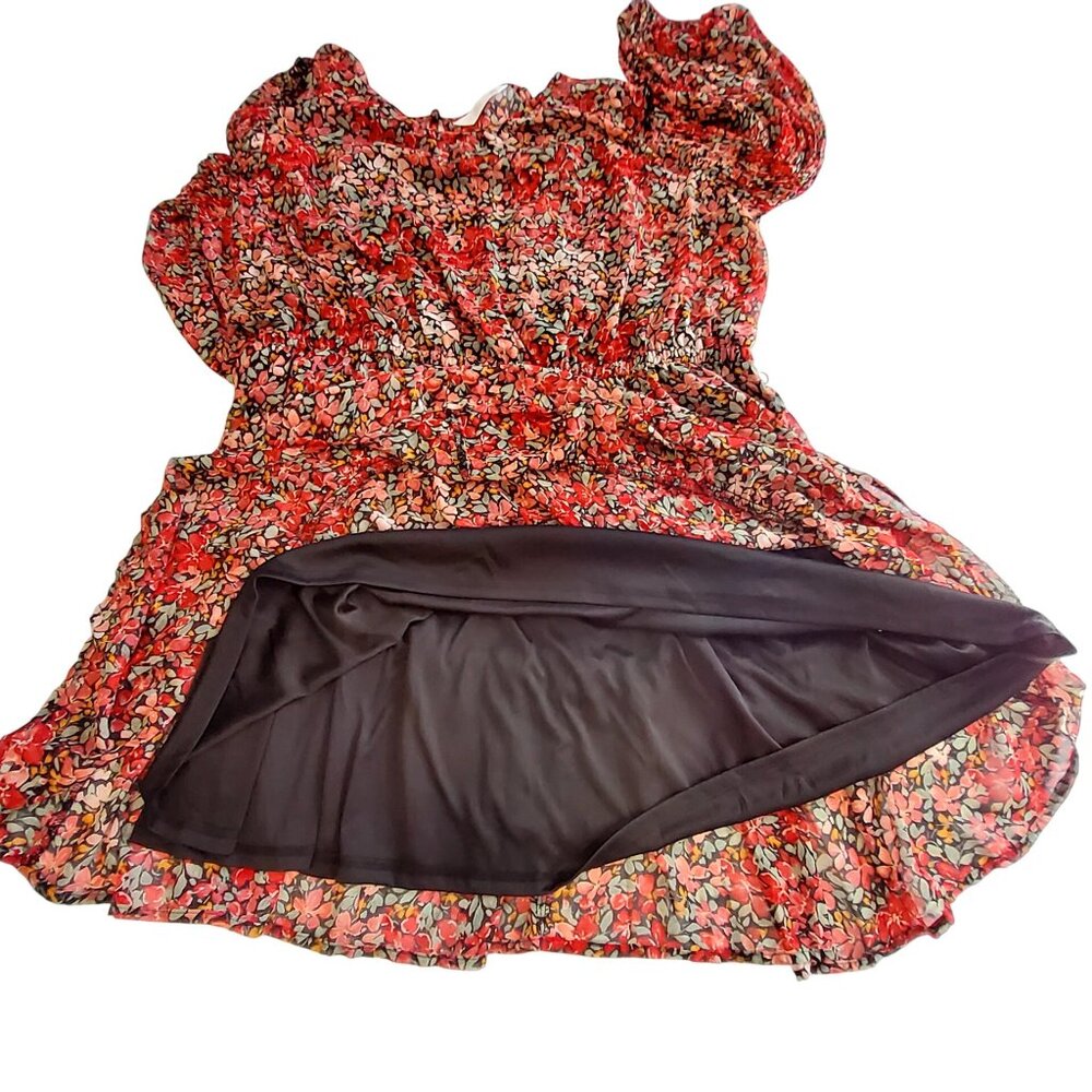 Lauren Conrad Red Floral Long Sleeve Dress Size  PXL Polyester Made In Indonesia - Picture 11 of 11